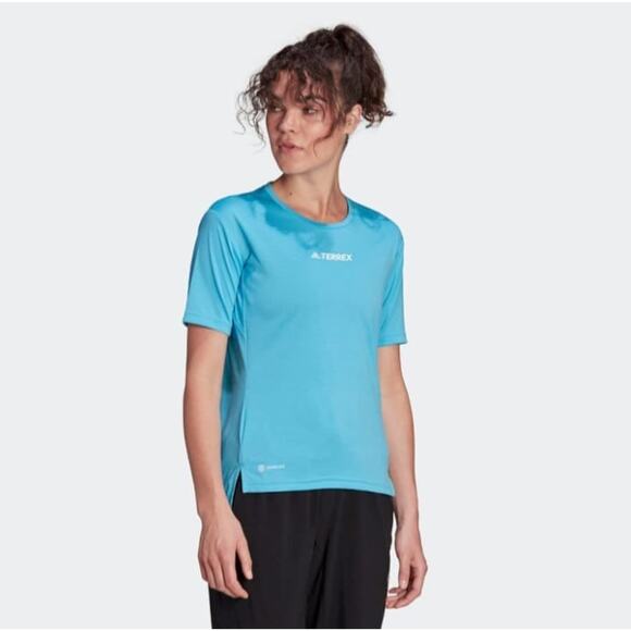 Adidas Women's T-Shirts Run Terrex Training Tee Shirt Jersey Blue Size Small - Picture 1 of 11